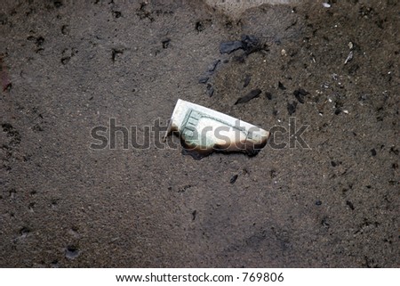 burned money lays on the ground