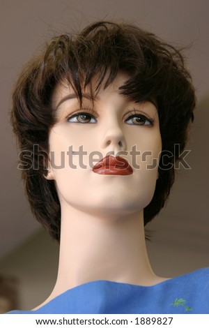 close up of a vintage mannequin in a second hand store