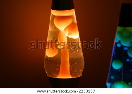 two lava lamps at night