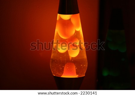 orange lava lamp at night