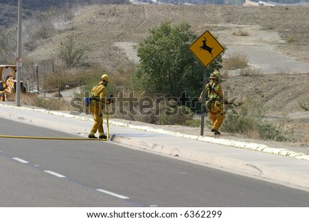 Firemen in action series Firemen in Portola Hills California, keeping the fires from starting here