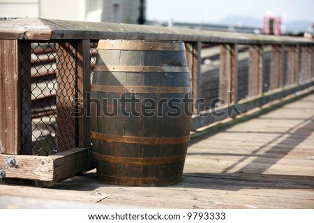 Old Oak Wine Barrels used for trash cans