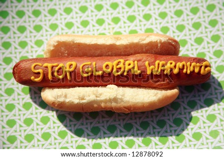 Hot Dogs with Words and Slogans written in Yellow Mustard \