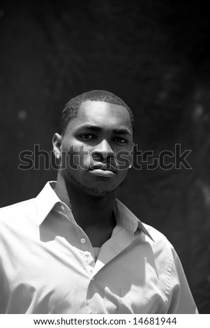 a handsome african american male model in black and white