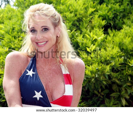 a woman show her forth of july spirit one spring day