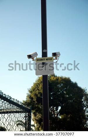 Security Cameras and warning sign