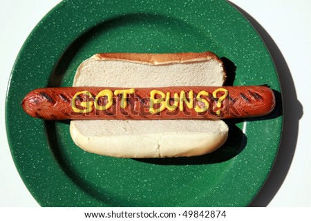 a hot dog with the words 