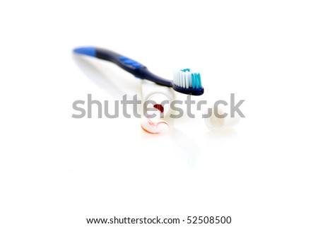 toothbrushes with toothpaste. stock photo : tooth brush and