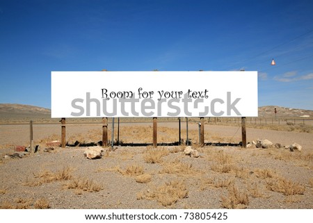 a blank bill board in the desert with room for your text or images