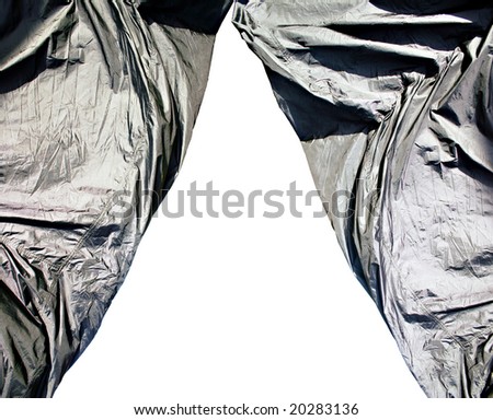 Curtain made of two deflated balloons.