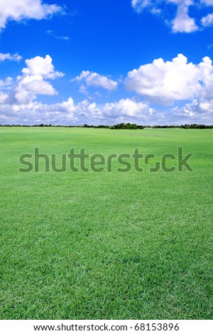 A large stretch of open, grass-covered land, closely mowed.
