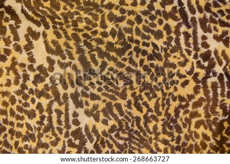 Part of the surface the nylon scarf with animal pattern. macro photography