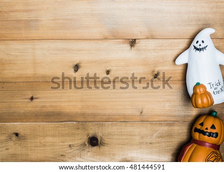 Halloween object concept wooden background
