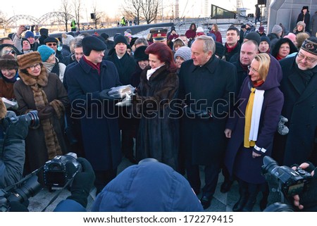 Riga, Latvia,January 18,2014:Campaign \