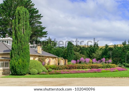 Gardens at Larnach Castle at Dunedin, South Island, New Zealand. New Zealand\'s only Castle.