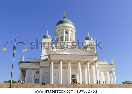 Tuomiokirkko Cathedral, one of the most beautiful examples of classical architecture in Europe in Helsinki, Finland