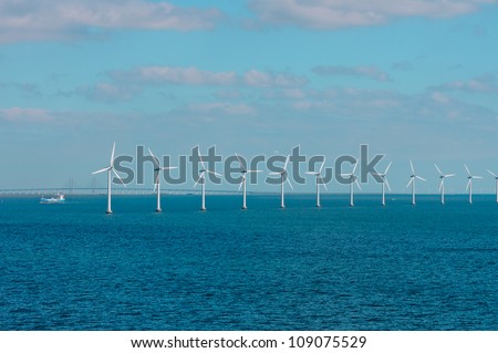 offshore wind farm in Baltic Sea off Copenhagen, Denmark