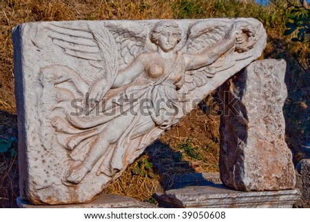 Carved stone symbol at ancient Ephesus, Turkey