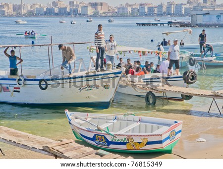 ALEXANDRIA, EGYPT - NOV 16: Boat trips for tourists and locals on November 16, 2010, at Alexandria, Egypt.  Alexandria is Egypt\'s second-largest city with a population of about four million.