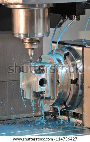 Close Up of Drilling Operation on a CNC Machine