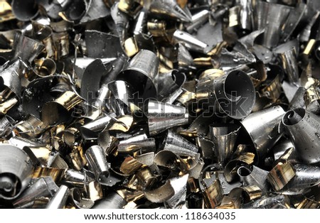 Machinist metal shavings close up