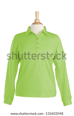 Green golf shirt isolated on white