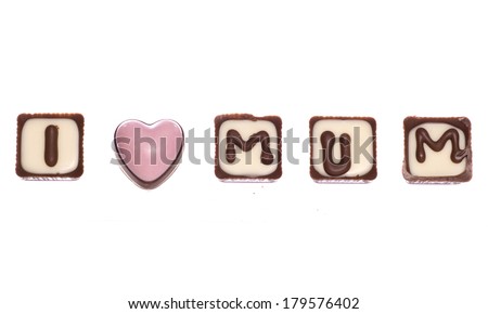 I love mum chocolates isolated cutout