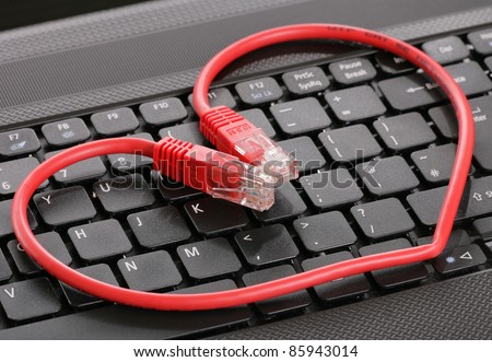 Internet dating computer keyboard and heart