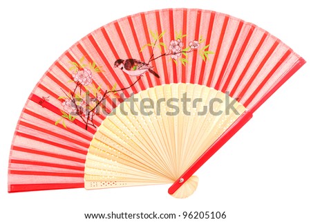 chinese hand fan on white background
