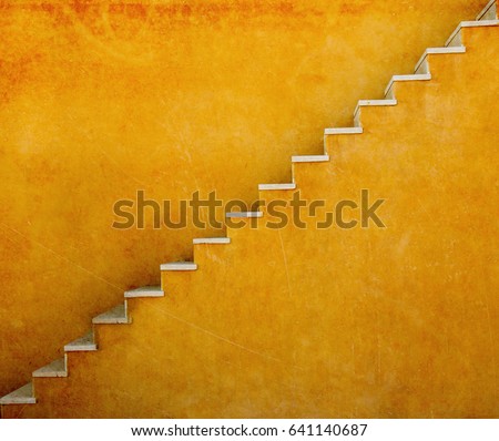 Yellow wall with stairs texture background, minimalistic style for base image for posters, banners or covers, trivial design and simplicity is a trendy key for graphic arts