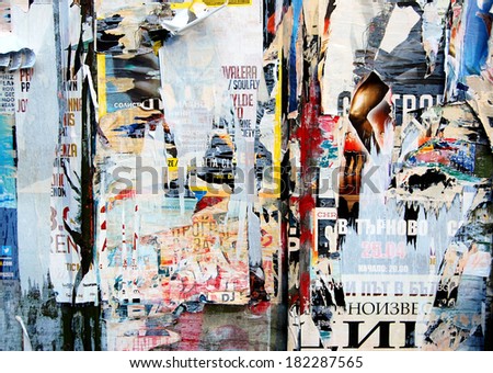 Grunge Background with Old Torn Posters