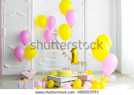 celebratory cake, kids birthday, balloons, holiday