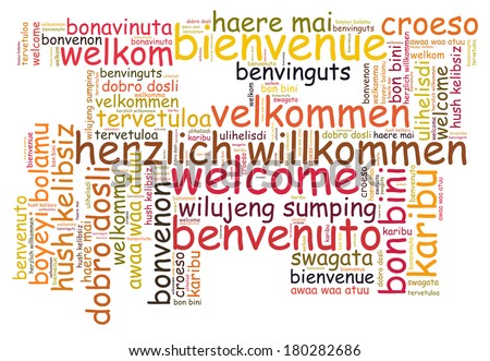Welcome in different languages word cloud