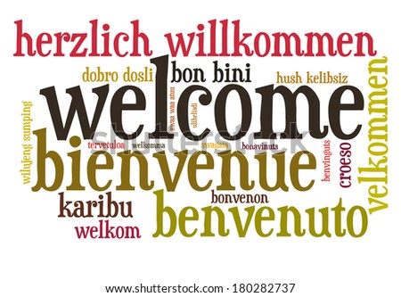 Welcome in different languages word cloud