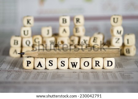 password word on newspaper background