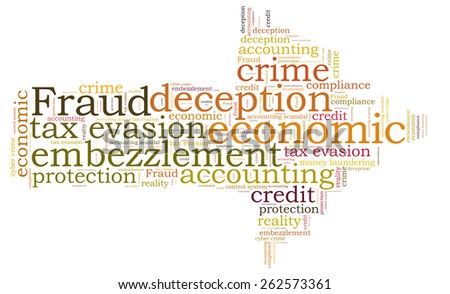 Fraud word cloud shaped as a arrow to the right