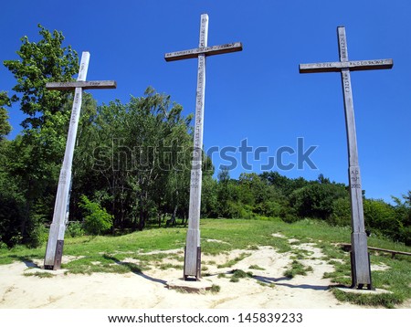 Three Crosses\' Hill in Kazimierz Dolny, Poland - Christian Crosses