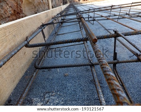 reinforcement mesh and rods of table prepared for concrete