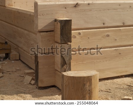 building log houses rectangular piece of wall