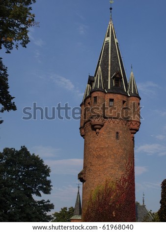 towers forming part of the wall around the castle in Hradec nad Moravici Czech Republic