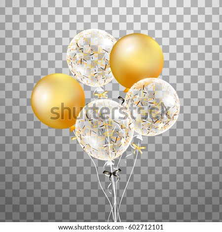 3d Vector holiday illustration bunch of Birthday Balloons isolated in the air. For Wedding, party, birthday invitation, anniversary, celebration, design.