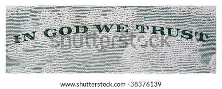 In God We Trust isolated from the back of the US five dollar bill