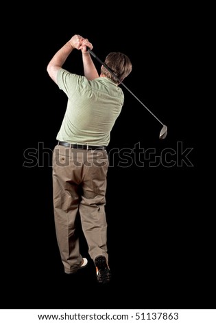 golf swing silhouette. finishing his golf swing