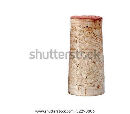 A generic wine bottle cork isolated on a white background.