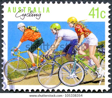 AUSTRALIA - CIRCA 1989: A stamp printed in Australia shows Cycling, series Sports, circa 1989
