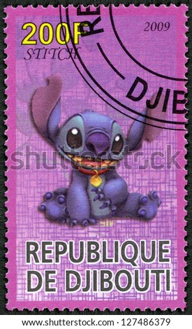 DJIBOUTI CIRCA 2009 A stamp printed in Republic of Djibouti shows Scenes from Walt Disney's Lilo and Stitch circa 2009 DJIBOUTI CIRCA 2009 A stamp printed in Republic of Djibouti shows Scenes from Walt Disney's Lilo and Stitch circa 2009