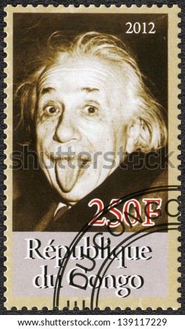 CONGO CIRCA 2012 A stamp printed in Congo shows Albert Einstein 1879-1955 circa 2012 CONGO CIRCA 2012 A stamp printed in Congo shows Albert Einstein 1879-1955 circa 2012