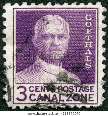 PANAMA CANAL ZONE - CIRCA 1934: A stamp printed in Panama Canal Zone shows George Washington Goethals (1858-1928), dedicated to 20th anniversary of the Panama Canal opening, circa 1934