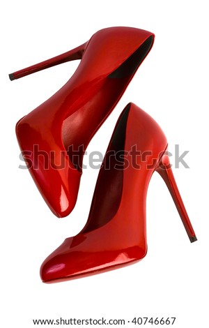 Women High Heel Shoes on Red High Heel Women Shoes Contains Clipping Path Stock Photo