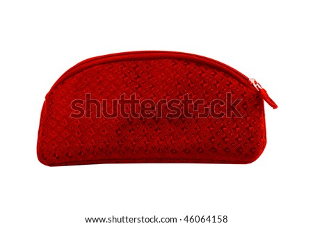 red cosmetic bag isolated on white